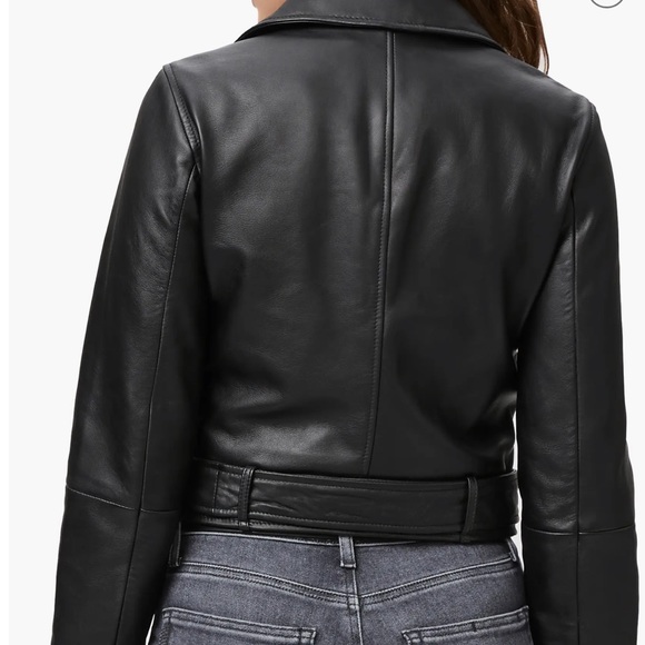 New PAIGE Demetra Leather Moto Jacket Black Size Small genuine leather - Picture 3 of 14